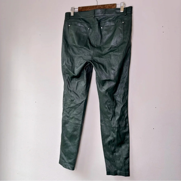 Lafayette 148 New York Spruce Green Mercer Skinny Leg Leather Pants Size 8 - Picture 9 of 13